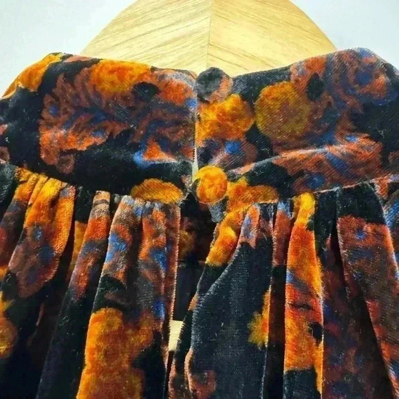 RHODE Long Sleeve Velvet Blouse Size XS Autumn Floral Print NWT Harlow Top - Picture 11 of 11